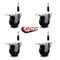 Service Caster 3.5'' Hard Rubber Swivel 7/8'' Expanding Stem Caster Set with Brake, 4PK SCC-EX20S3514-HRS-PLB-78-4 - alternate 2